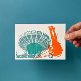 Carte postale Riso Teal Sunset 2e édition, risographie, copie DIN A6