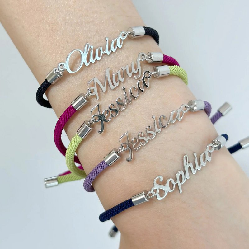 Personaliseret farverig rebkæde brugerdefineret navn armbånd Personaliseret justerbar navn smykker til piger