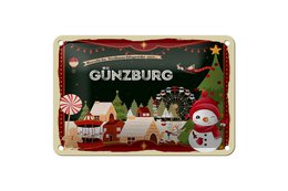 Tin sign Christmas greetings GÜNZBURG gift decoration 18x12cm