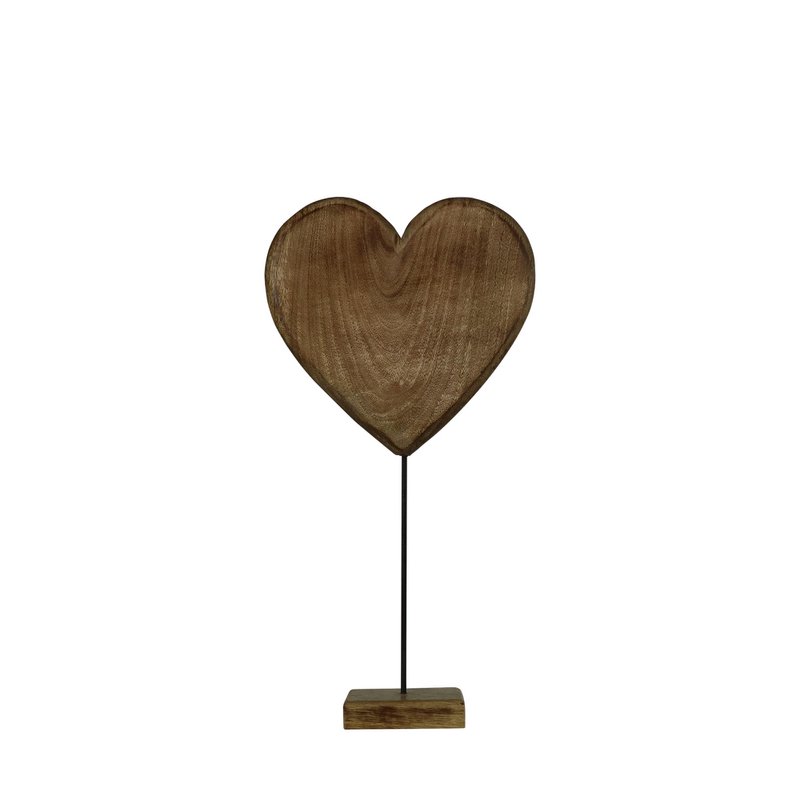 Stehendes Herz aus Mangoholz, H27, T12x12cm