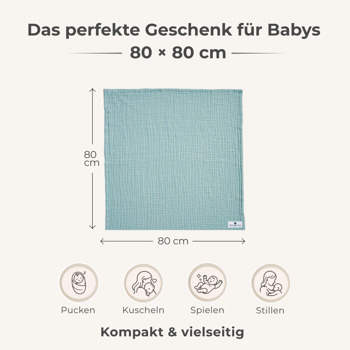 Jade green 4 in 1 Muslin Baby Blanket