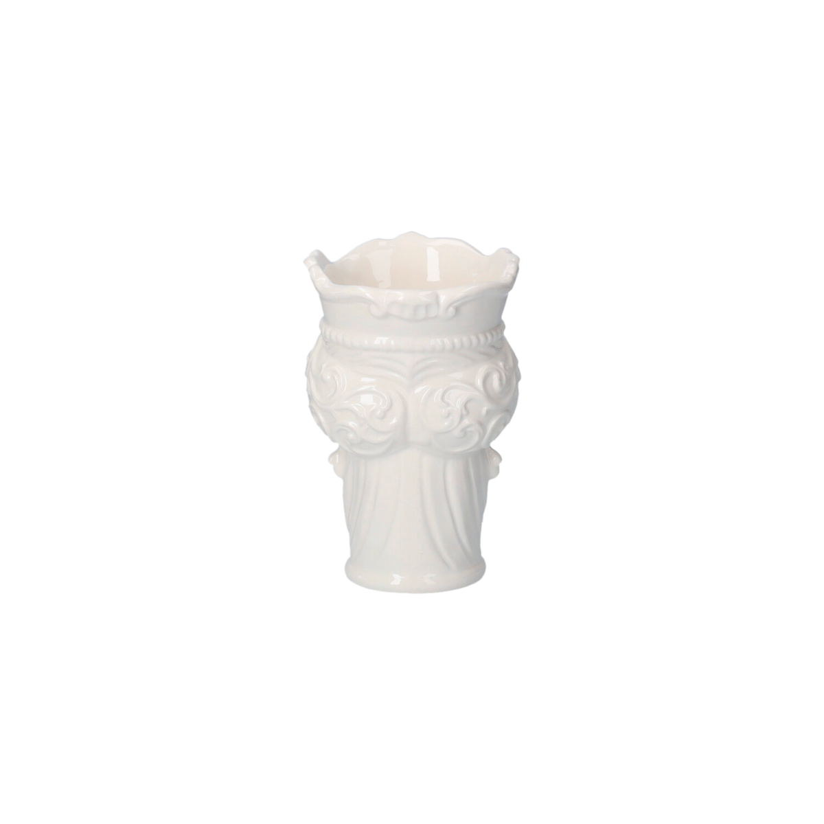 Weiße Männerkopfvase aus Keramik, hergestellt in Italien, H 20 x Ø 14 cm