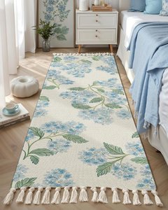 Nachtkastje Runner – Handgeweven katoen – Wasbare bedrukte bloemen – 2x5 voet