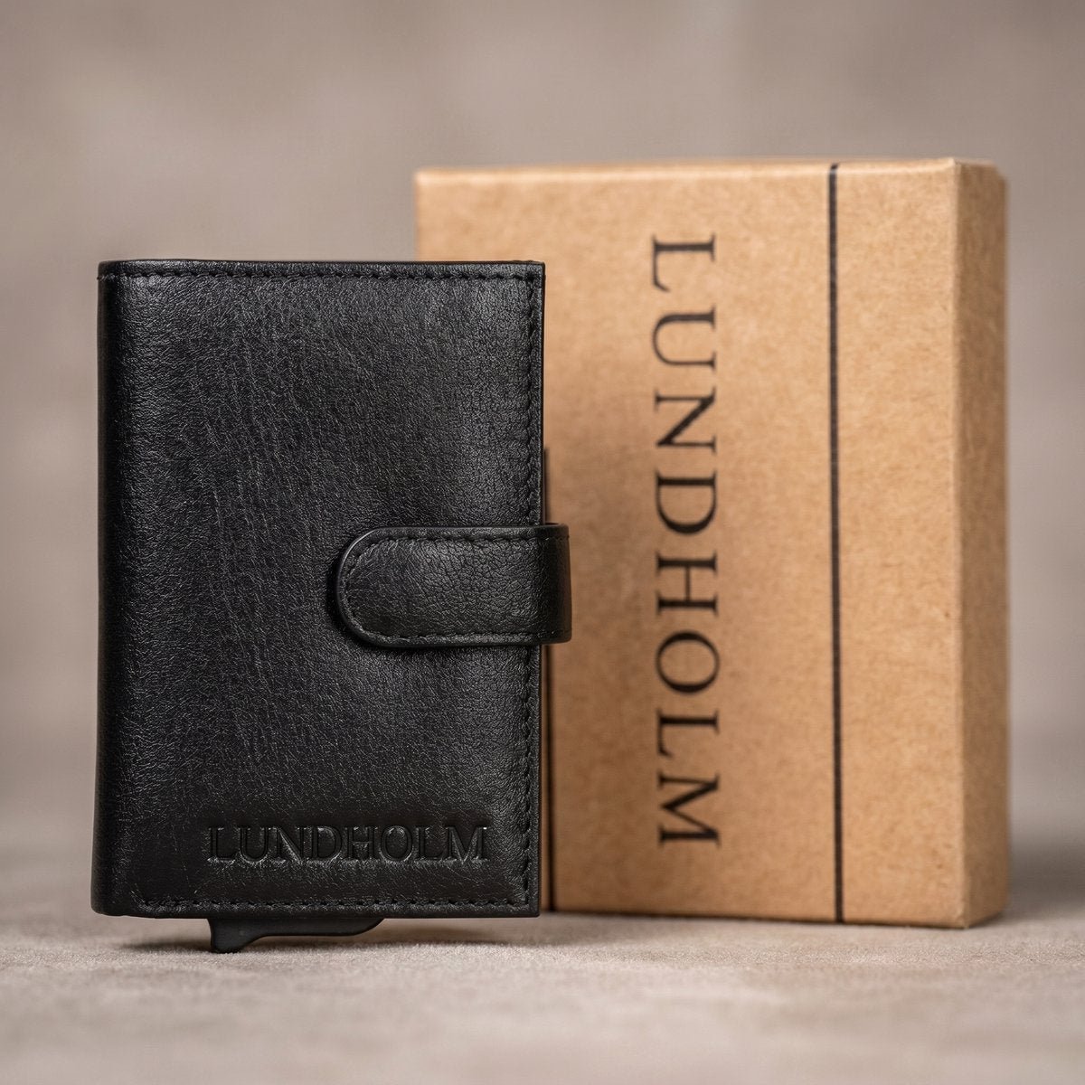Lundholm Tarjetero De Piel Hombre Negro | Protección antideslizamiento RFID | Serie Lundholm Örebro