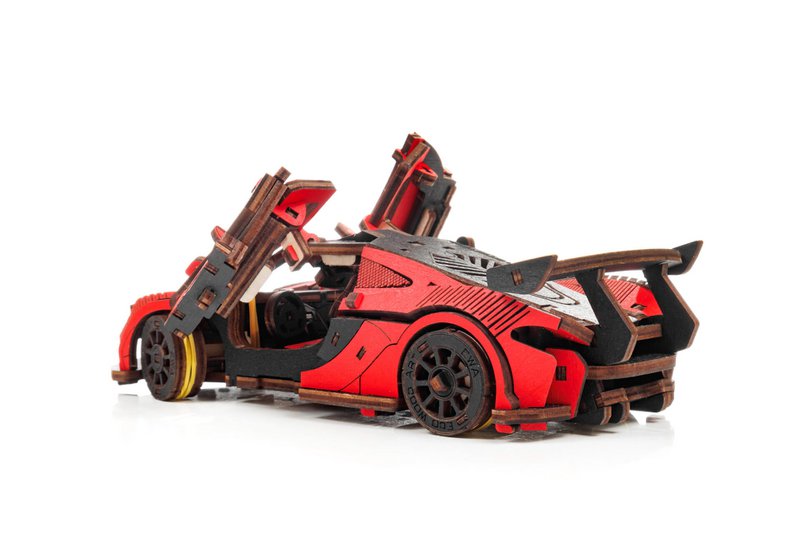 Eco Wood Art (EWA) DIY 3D Mechanical Model Racing Car Rot, 4073, 21x9,5x 5,7 cm