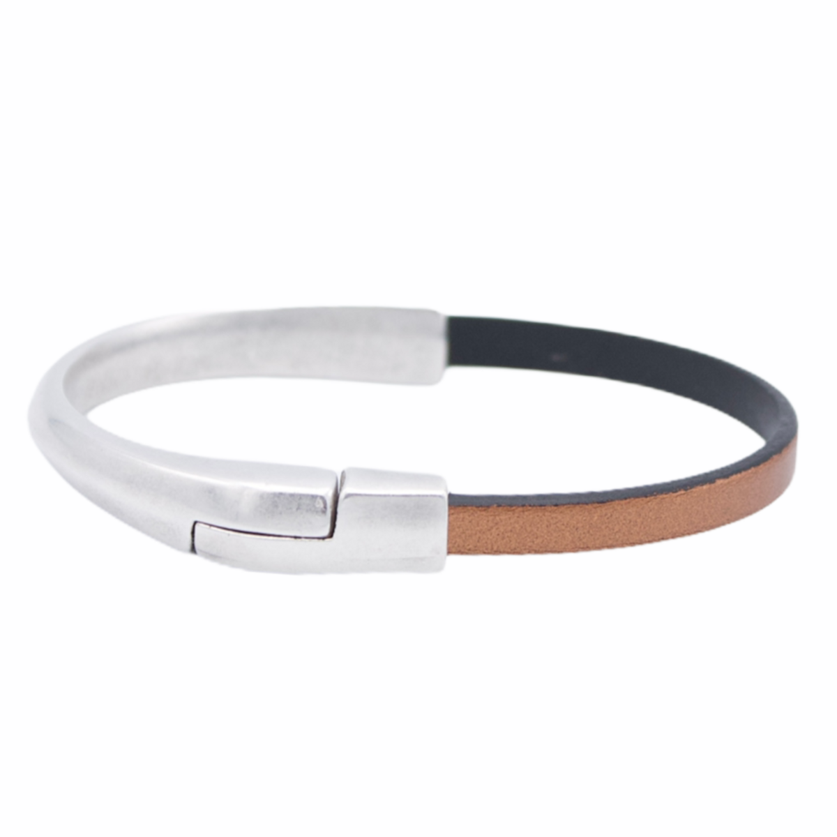 AMACAYACÚ (zilver) leren armband met magnetische sluiting