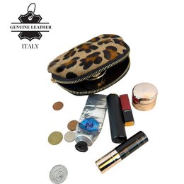Italian Leather Purse with Fur and Animal Print 10002