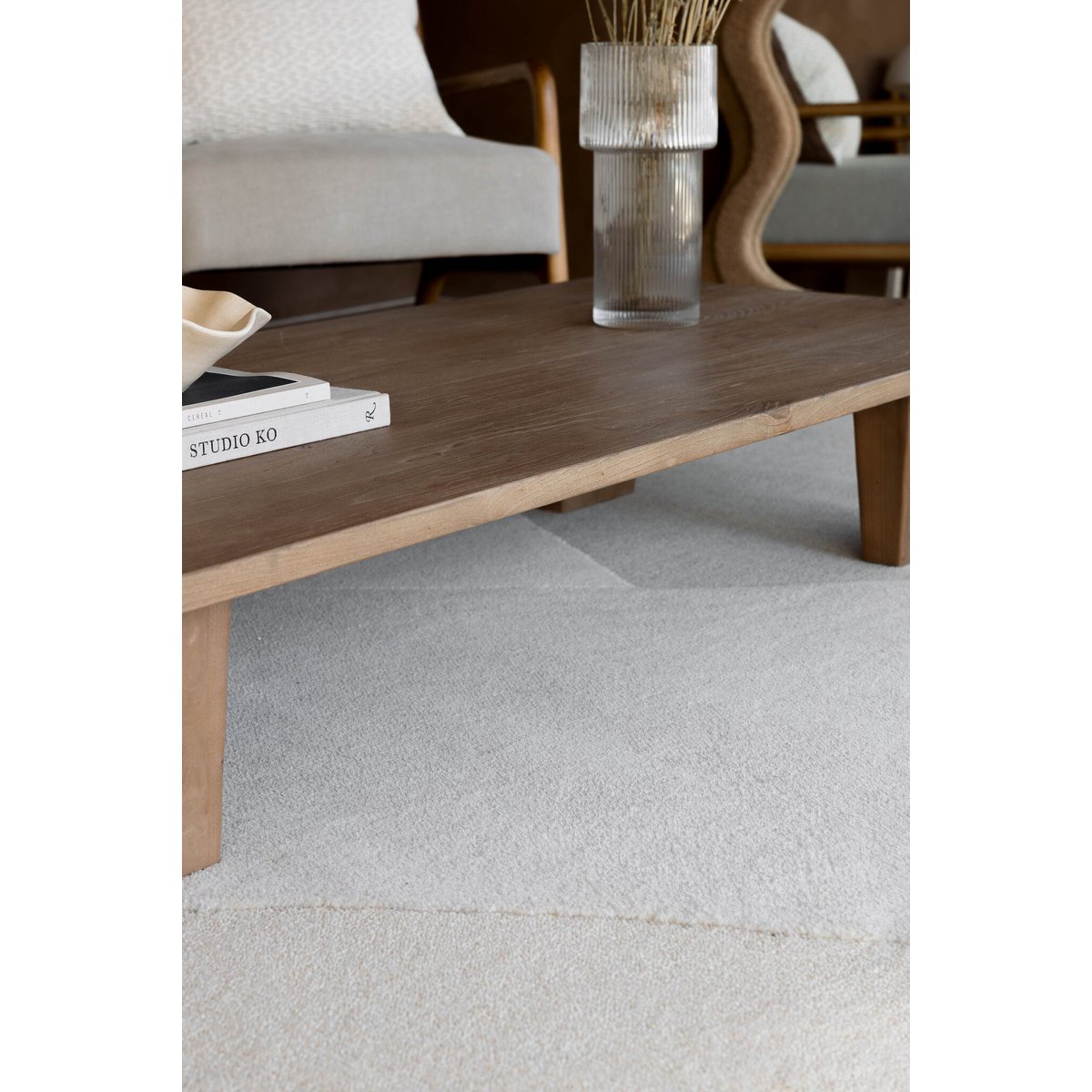100% wool rug Rose 200x290 cm beige tone on tone