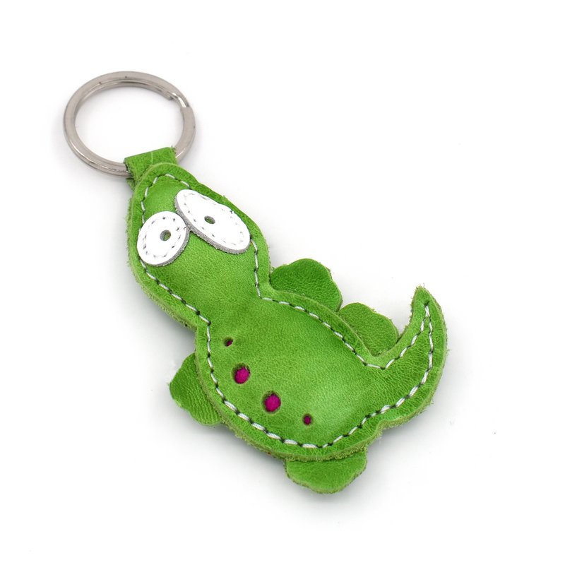 Groene hagedis handgemaakte lederen sleutelhanger