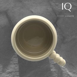 Puchar ceramiczny z indeksem perłowym - zakrzywiony design - beżowy - 250 ml