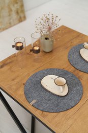 Felt placemat round grey