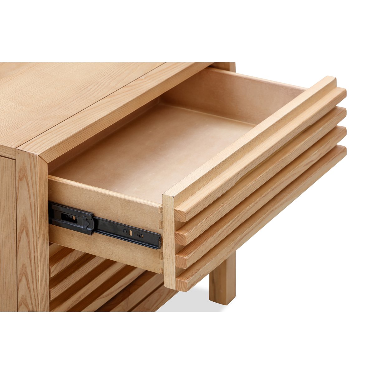 Table de chevet à deux tiroirs en bois de frêne Tanner en lin
