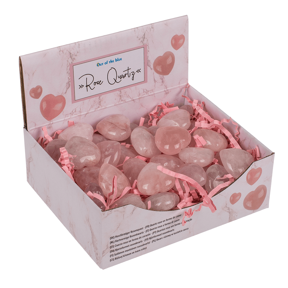 Heart shaped rose quartz,