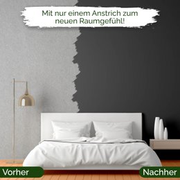 Veluxis® Wandfarbe Schwarz für den Innenraum - 2,5 Liter & Deckkraft-Klasse 1, Streifenfrei, tropfarm & Öko Farbe, VOC-frei - (Casual Caviar)