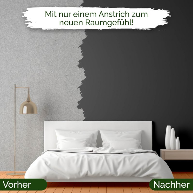 Veluxis® Wandfarbe Schwarz für den Innenraum - 2,5 Liter & Deckkraft-Klasse 1, Streifenfrei, tropfarm & Öko Farbe, VOC-frei - (Casual Caviar)