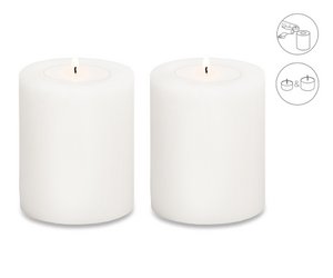 Set of 2 permanent candles Cornelius (height 9 cm, Ø 8 cm), heat-resistant up to 90°