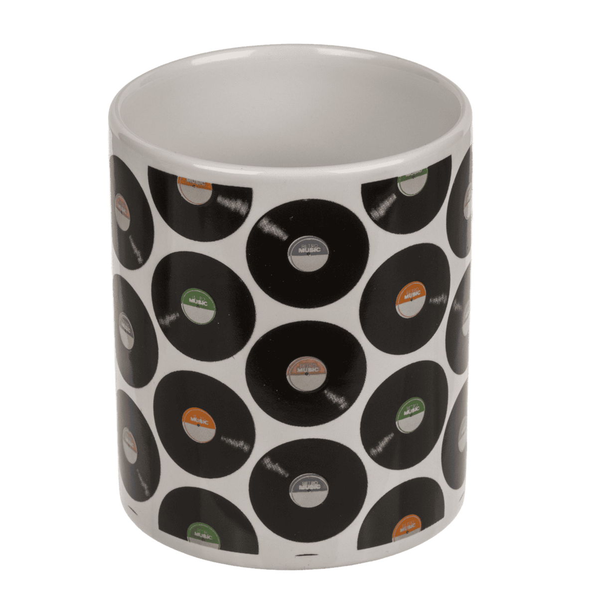 Tazza, dischi in vinile, gres, 8 x 10 cm,
