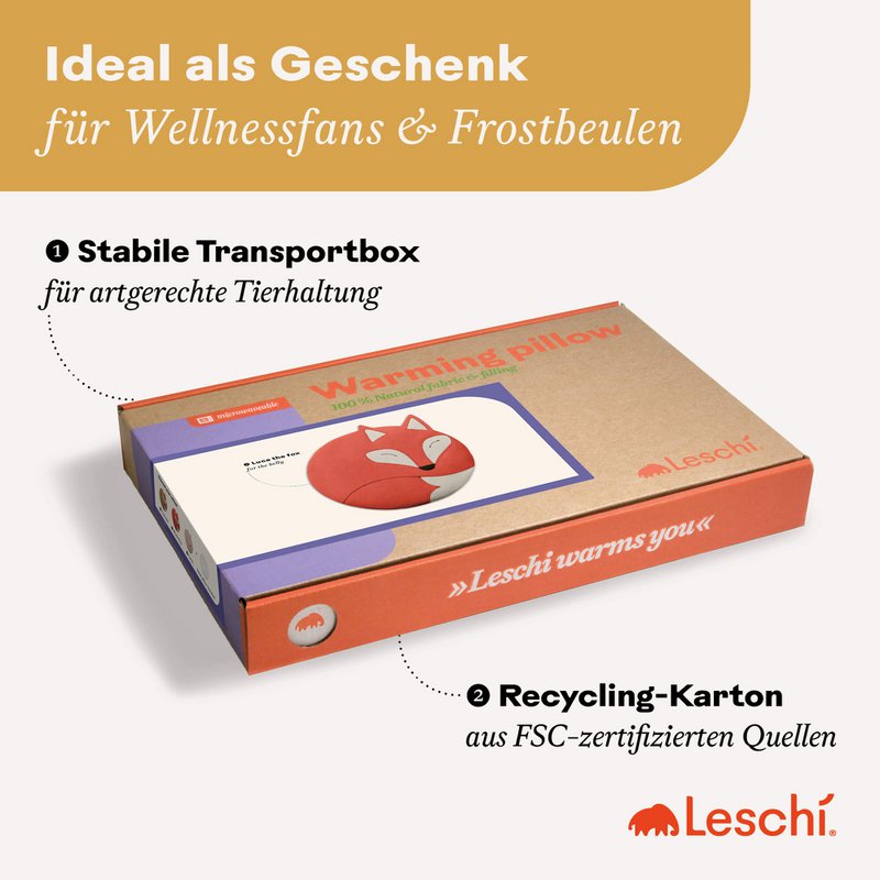 Bio-Körnerkissen für die Mikrowelle, Wärmekissen ideal für den Bauch, Fuchs Luca