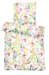 Juego de cama - G135x200 - turquesa / rosa / verde / amarillo - Tulip GOTS
