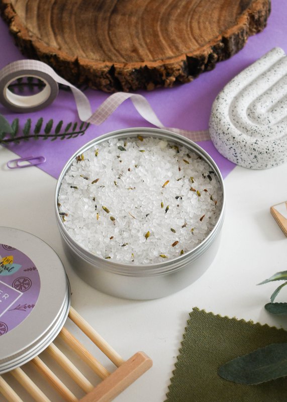 Lavendel-Limetten-Badebad | Natürliche mineralische Badesalzdose UK | 300g Dose