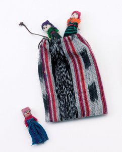 Large worry bag with 4 dolls