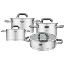 Lugano rustfrit stålpotte sæt 6tlg. + Serveringspande 24 cm