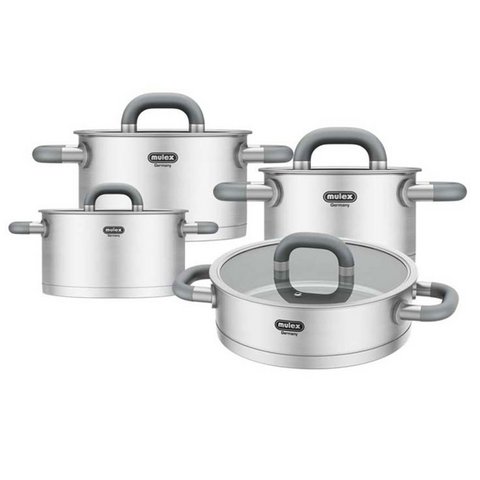 LUGANO Edelstahl Topfset 6tlg. + Servierpfanne 24 cm