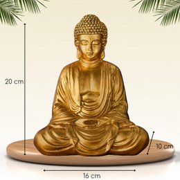 Gold Meditation Buddha Statue - Zen and Feng Shui Decoration Statuette - Bring Spirituality to Your Interior and a Relaxing Atmosphere - Lucky Statue