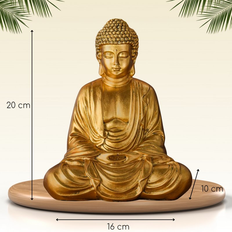 Gold Meditation Buddha Statue - Zen and Feng Shui Decoration Statuette - Bring Spirituality to Your Interior and a Relaxing Atmosphere - Lucky Statue