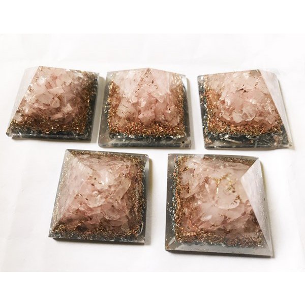 Rose Quartz copper layer orgone baby pyramids