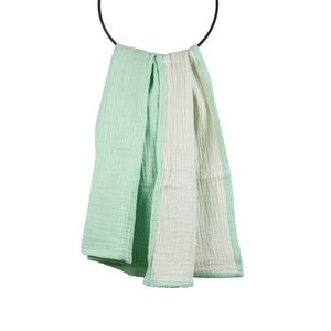 Muslin baby blanket organic cotton pastel green / birch white