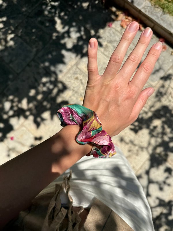 Scrunchie - Bunte Chiffon Blumen - Recycelt
