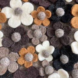 Fleurs de sac à main Luna-Leena Kids - Gris - Felt de laine - Fabriqué à la main au Népal