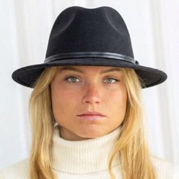 CHAPEAU FEUTRE - lien cuir, bord cousu
