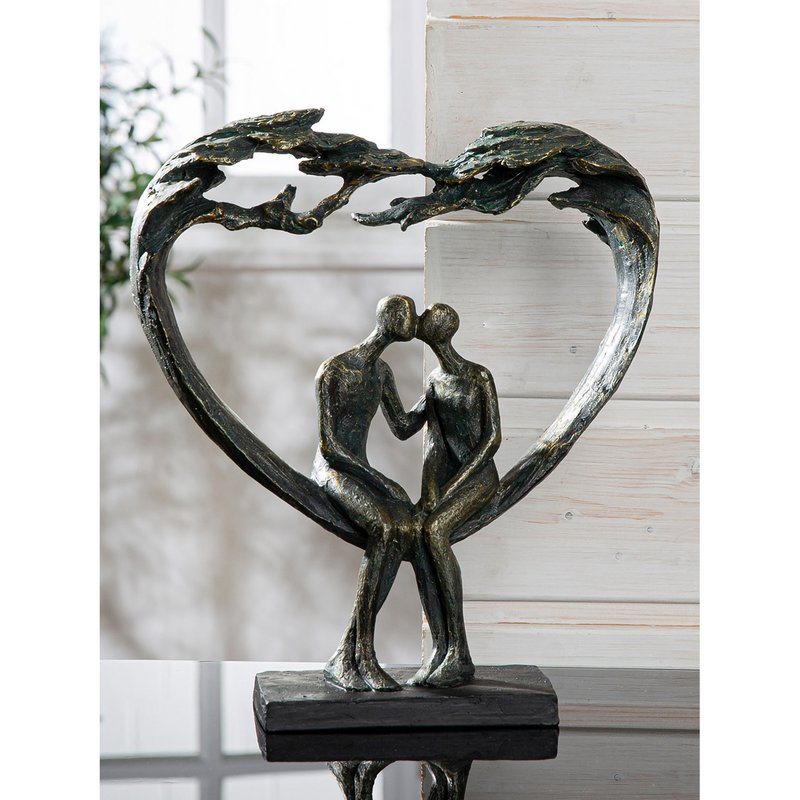 Skulptur Hjertekys under træ H.30 cm