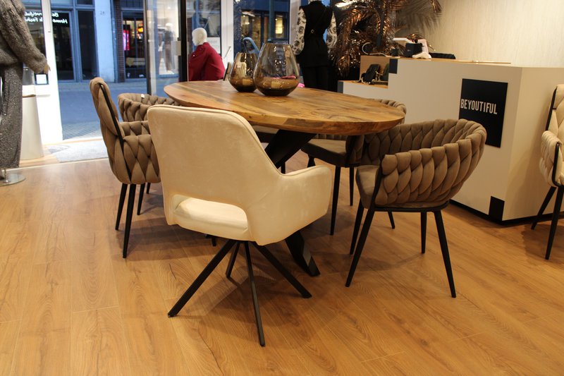 Spisestuestol Nova 360 grader drejelig! Chenille Beige