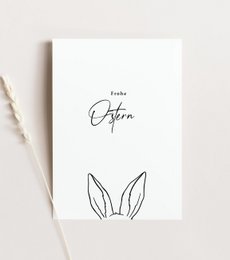 Karta Wielkanocna Deutsch - Frohe Ostern - Bunny uszy, minimalistyczna karta wielkanocna, karta A6