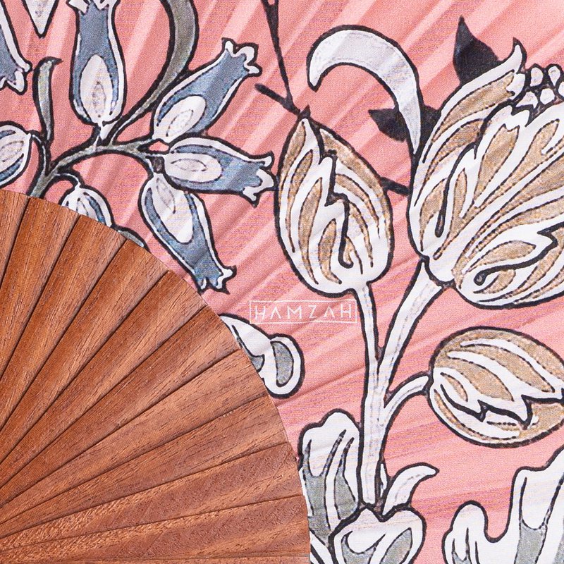 Folding Silk Fan with Floral Print Elinor