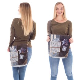 Sunsa duurzame schoudertas voor dames. Schoudertas gemaakt van gerecyclede jeans & canvas (canvas). Handtas vintage retro stijl. Crossbodytas voor dames.