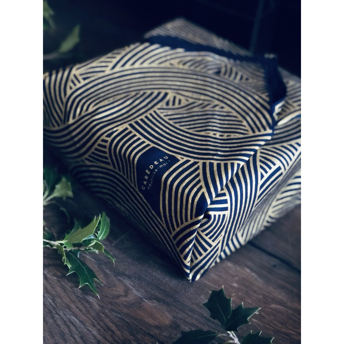 Carédeau 100% coton French Design Papier cadeau réutilisable taille M (55x55cm) : Noeud