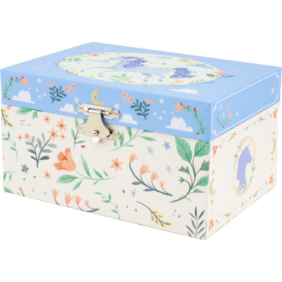 COFFRE MUSICAL LICORNE BLEU CIEL