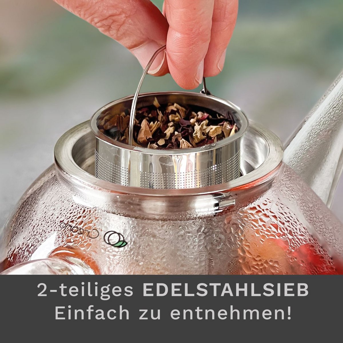 Creano Glas-Teekanne 1,6l mit Edelstahl-Sieb