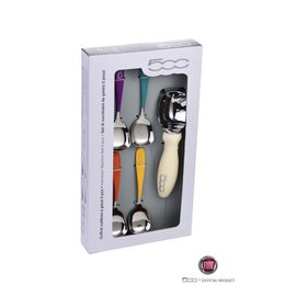 FIAT, Set of 4 Ice Cream Spoons, Colorful, Ergonomic Handle, Easy to Use, Stainless Steel