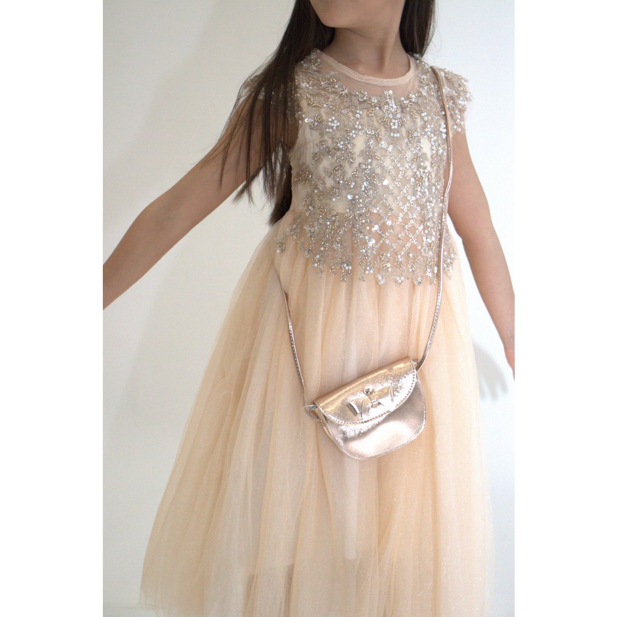 ANABELLA ceremony dress - Peach - Size: 120 cm (4/5 years)