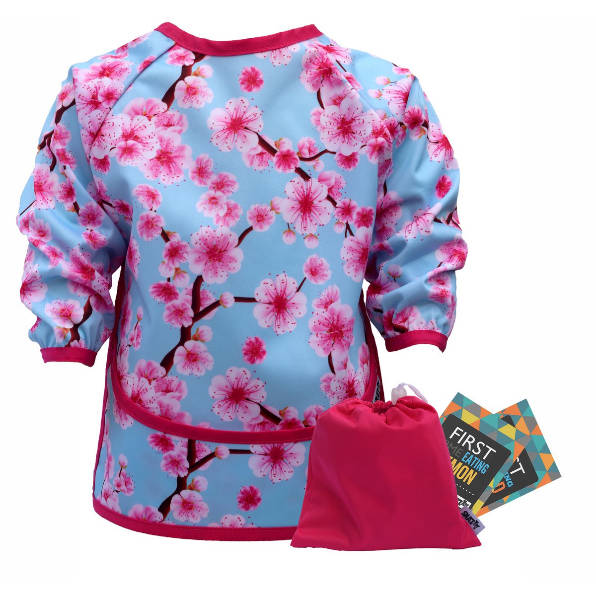 Snazzy Kid Waterproof Long Sleeve Bib - Cherry Blossom