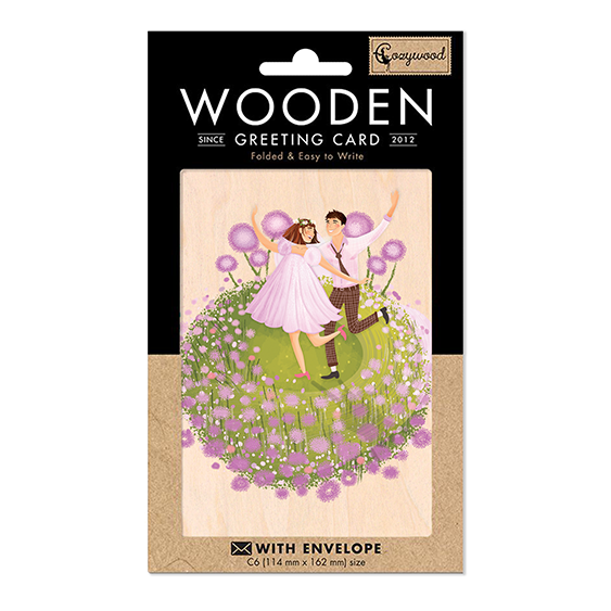 In love! Wedding wooden folded greeting card