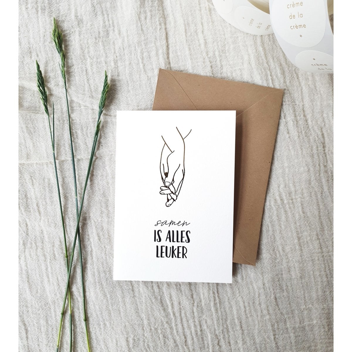 Dubbele wenskaart + envelop | Samen is alles leuker | Goudfolie