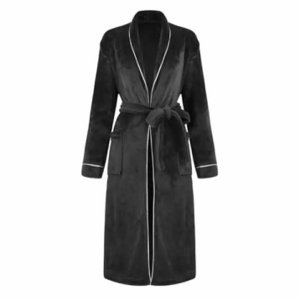 Premium Bathrobe »Saunamantel Teddy-Plüsch» Morning Mantle Black met een witte rand