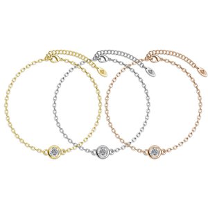 Set van 3 Trio geboortesteenarmbanden - roségoud, goud, zilver en kristal