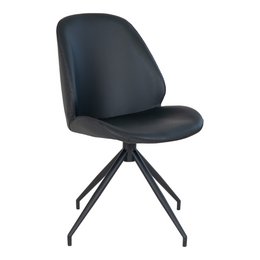 Monte Carlo Dining Chair - Black, PU Leather, Swivel - set of 2